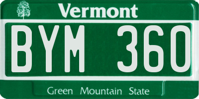 VT license plate BYM360
