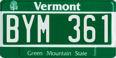 VT license plate BYM361
