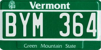 VT license plate BYM364