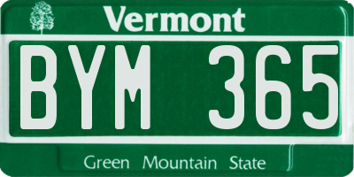 VT license plate BYM365