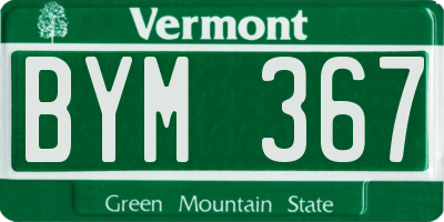 VT license plate BYM367