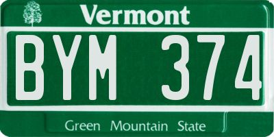 VT license plate BYM374