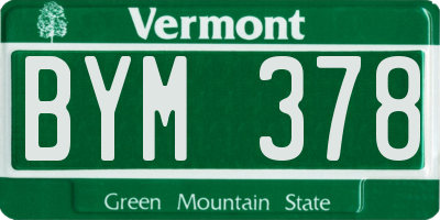 VT license plate BYM378