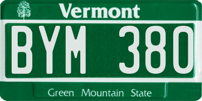 VT license plate BYM380