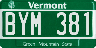 VT license plate BYM381