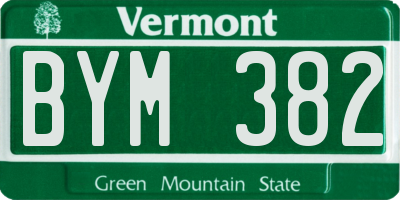 VT license plate BYM382