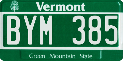 VT license plate BYM385