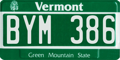 VT license plate BYM386