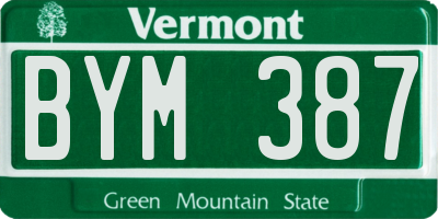 VT license plate BYM387