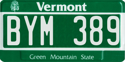 VT license plate BYM389