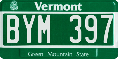 VT license plate BYM397