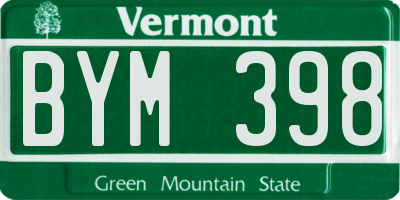 VT license plate BYM398