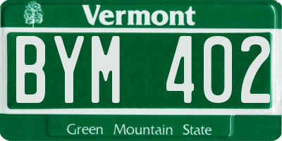 VT license plate BYM402