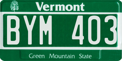VT license plate BYM403
