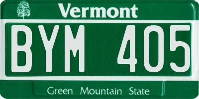 VT license plate BYM405