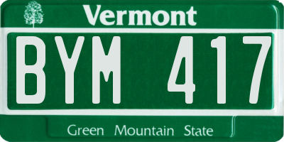 VT license plate BYM417