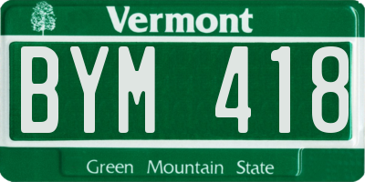 VT license plate BYM418