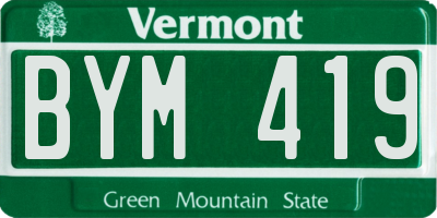 VT license plate BYM419