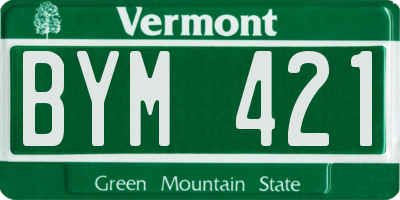 VT license plate BYM421