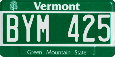 VT license plate BYM425