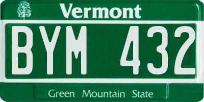 VT license plate BYM432