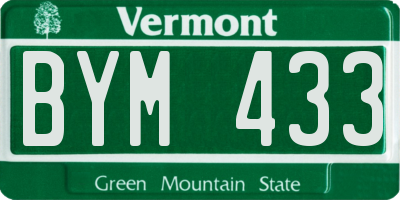 VT license plate BYM433