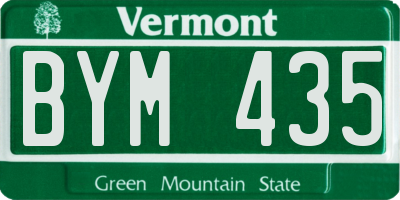 VT license plate BYM435