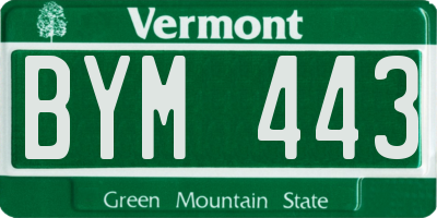 VT license plate BYM443