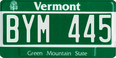 VT license plate BYM445