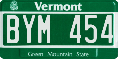 VT license plate BYM454