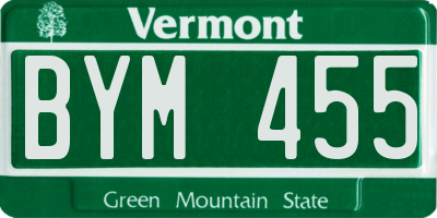 VT license plate BYM455