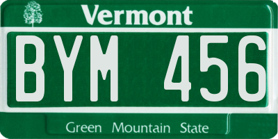 VT license plate BYM456