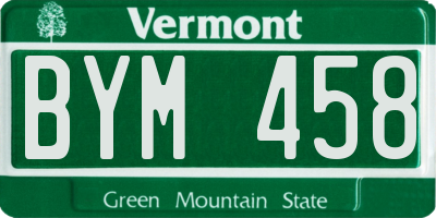 VT license plate BYM458