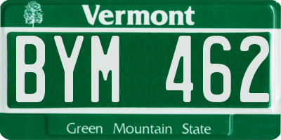 VT license plate BYM462