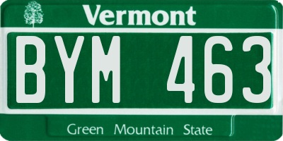 VT license plate BYM463