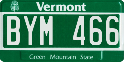 VT license plate BYM466