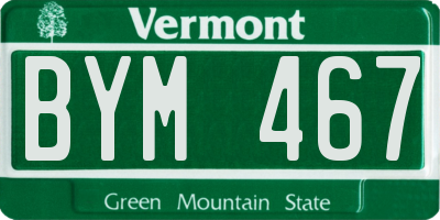 VT license plate BYM467