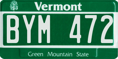 VT license plate BYM472