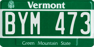 VT license plate BYM473