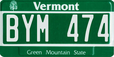 VT license plate BYM474