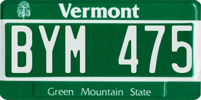 VT license plate BYM475