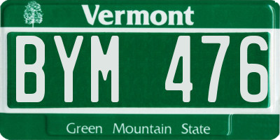 VT license plate BYM476