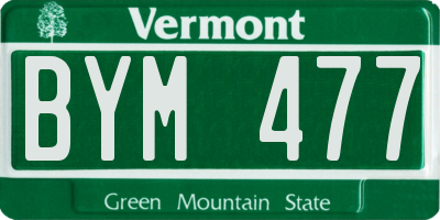 VT license plate BYM477