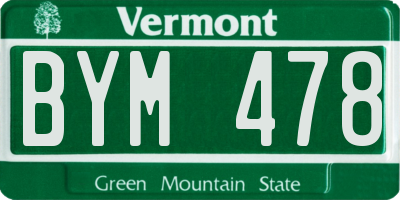 VT license plate BYM478