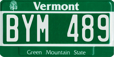 VT license plate BYM489
