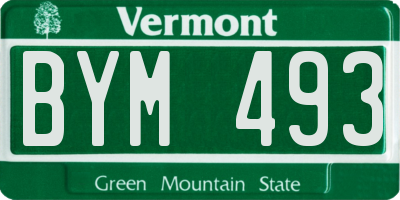 VT license plate BYM493