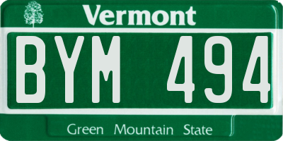 VT license plate BYM494