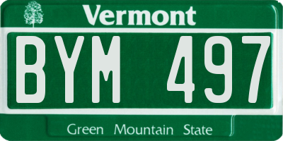 VT license plate BYM497