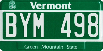 VT license plate BYM498