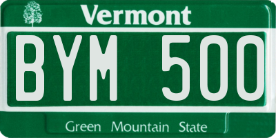 VT license plate BYM500